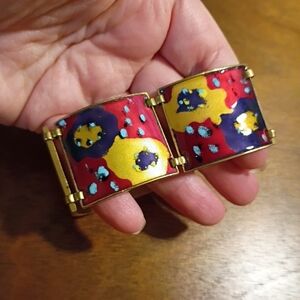 Vintage Copper And Enamel Bracelet